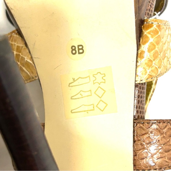 BEBE Sadie Brown Leather Stiletto Heels Open Toe Platform Shoes Sandals Size 8 - Picture 8 of 11